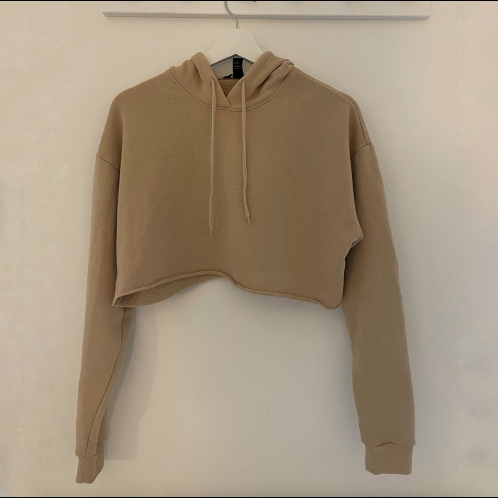 forever 21 tan cropped hoodie